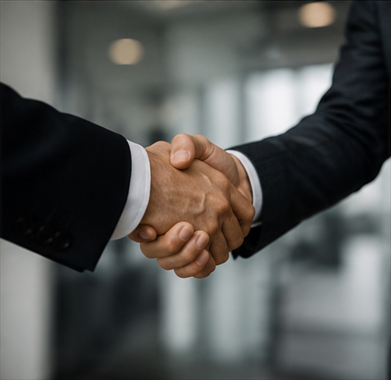 Two business partners shaking hands