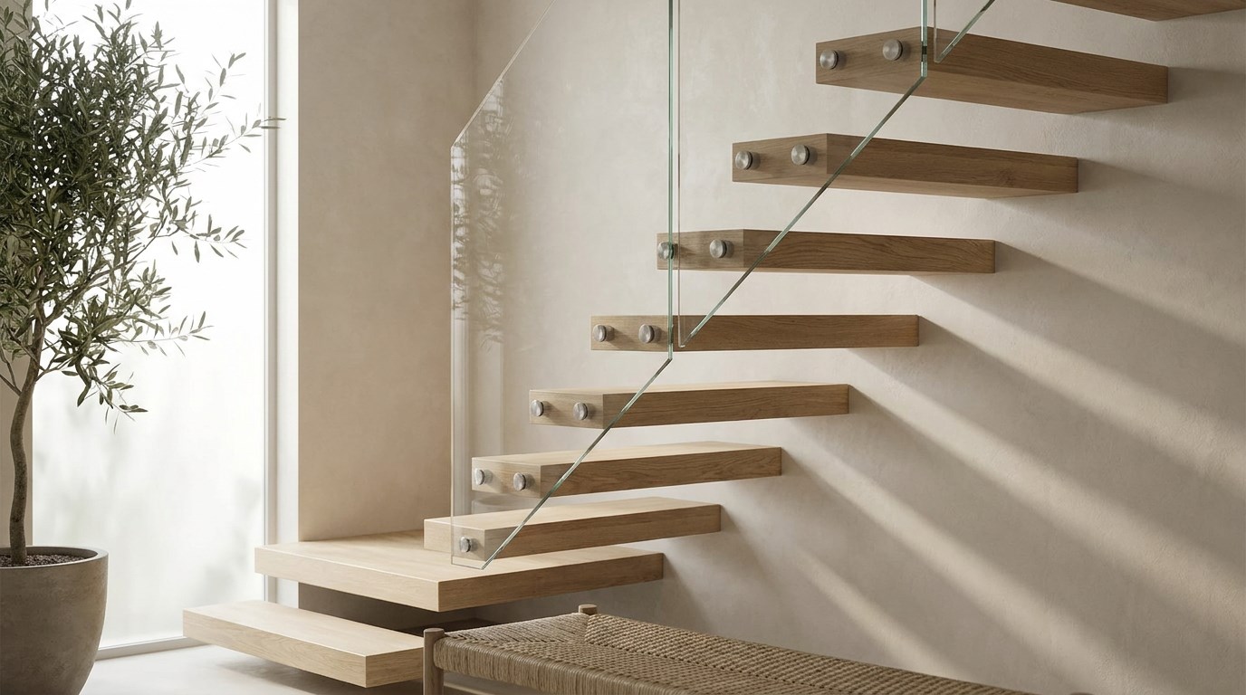 A modern floating staircase